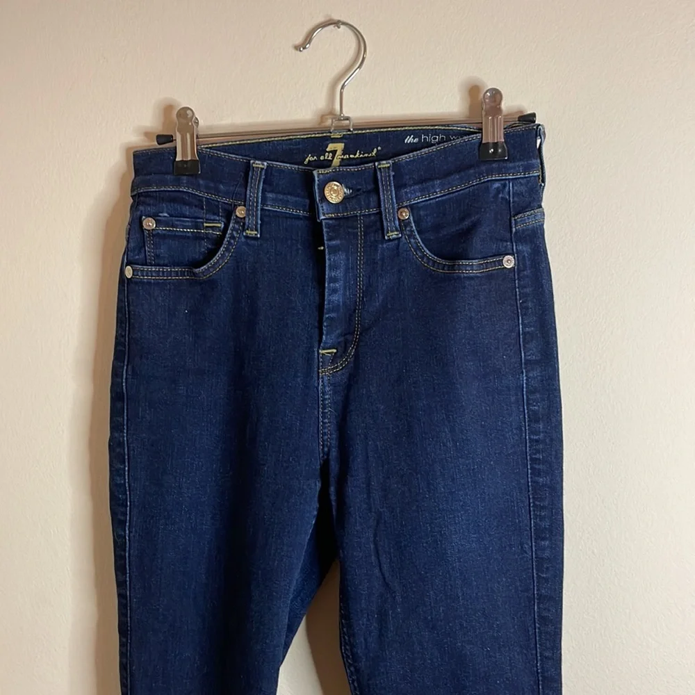 ‼️ 7 for All Mankind | 7 Jeans | Retro Blue High-waisted Skinny Jeans | Sz 24 - Picture 2 of 4